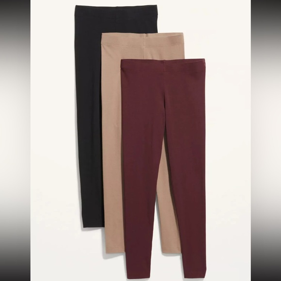 NWT Old Navy 3-Pack High-Rise Jersey Leggings Pants Leggings Women (L) - Picture 1 of 3